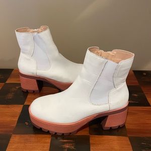 White platform booties